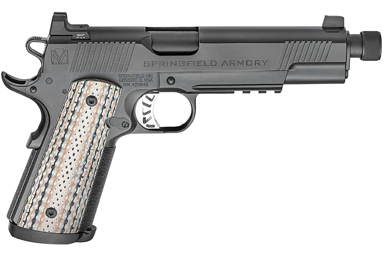 Springfield 1911 Master Class Silent Operator 45ACP Black Nitride with Threaded Barrel Springfield 1911 Master Class Silent Operator 45ACP Black Nitride with Threaded Barrel - Firearms - Voss Arms